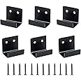 U Bracket Stainless Steel Mounting Brackets 1.6" x 1.3" Wall Hook Hanger Fastener Heavy Duty Billboard Holder Tile Hanger with Installation Screws-6 Packs (Black)
