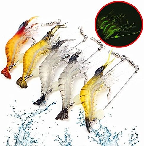 5pcs/Lot Night Luminous Soft Shrimp Lures Fishing Lure Crankbaits Tackle 7.5cm