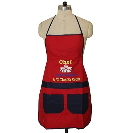 Kuber Industries Cotton Kitchen Apron with Front Pocket Set - Multicolour