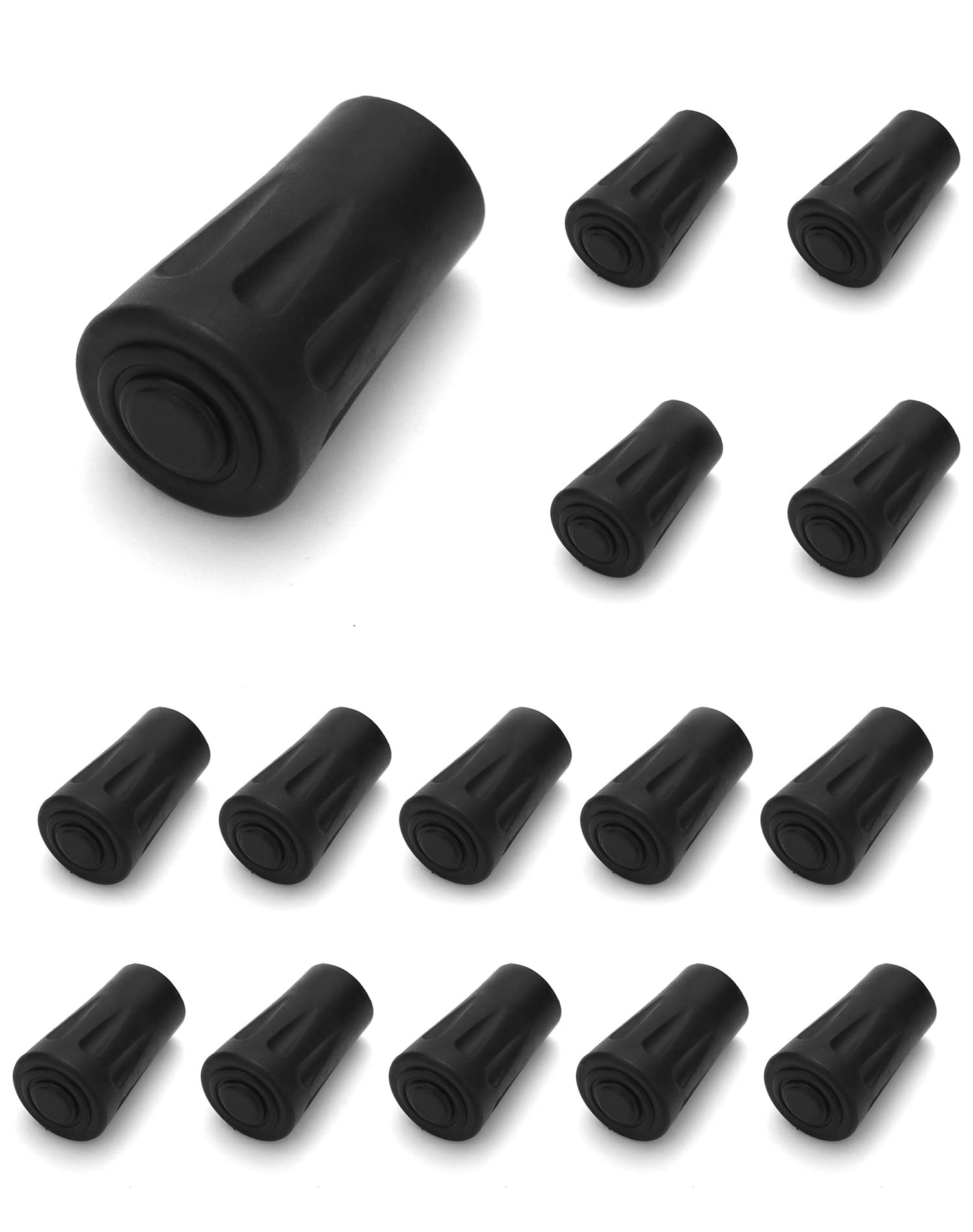 QWORK® 15 Pcs Walking Stick Tip Cap, Replacement Ferrules Rubber Ends for Hiking Poles Walking Sticks (11mm/0.5inch)