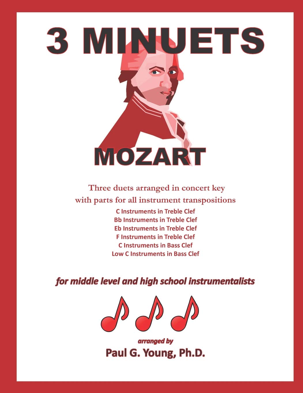 Three Minuets by Mozart: Three duets arranged in concert key for middle level and high school instrumentalists