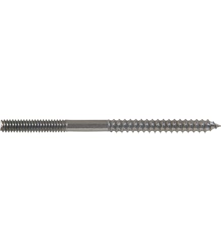 Hard-to-Find Fastener 1/4-20 X 4" Stainless Steel Hanger Bolts – 6-Piece Pack For Wood & Metal Applications