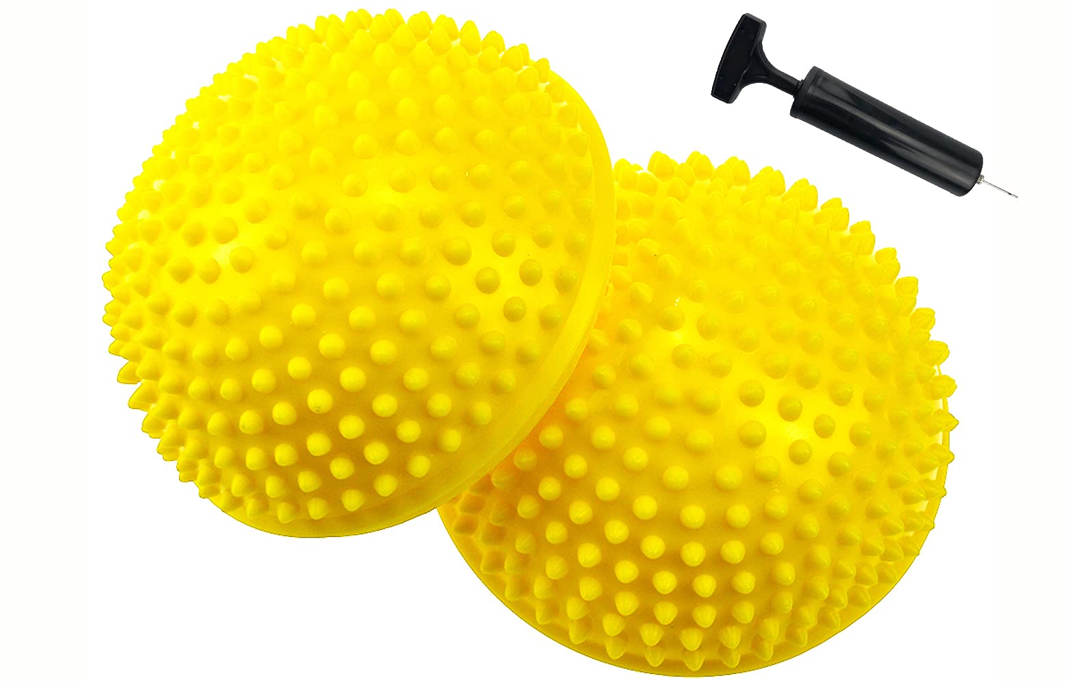 Set of 2 Balance Pods Domes with Pump, Hedgehog Stability Training, Stepping Stone for Children and Adults Indoor Outdoor Play, Balancing Therapy, Motor Skills Yoga Gymnastics Exercise (Yellow)