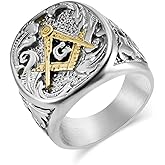 JIPSJICI Stainless Steel Freemason Masonic Signet Rings Classic Master Mason Biker Band Jewelry Gifts
