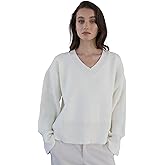 ELEGANCIA Women's Oversized V Neck Sweater 2025 Fall Outfits Trendy Drop Shoulder Knit Pullover Top