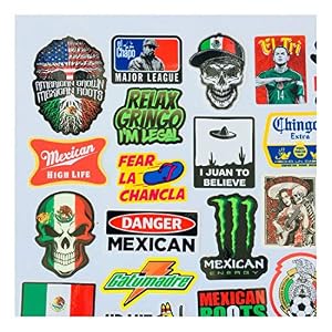 Image of MEXICAN CHINGON Hard Hat Stickers 40 MEXICO HardHat Sticker Pegatinas cascos