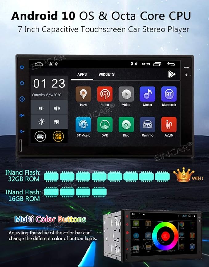 Amazon Com Android 10 0 Touch Screen Car Stereo Bluetooth Car Radio 7 Inch Octa Core Head Unit Gps Navigation Double 2 Din In Dash Full Video Player Obd2 Free Rear Camera Car Logo Wallpaper