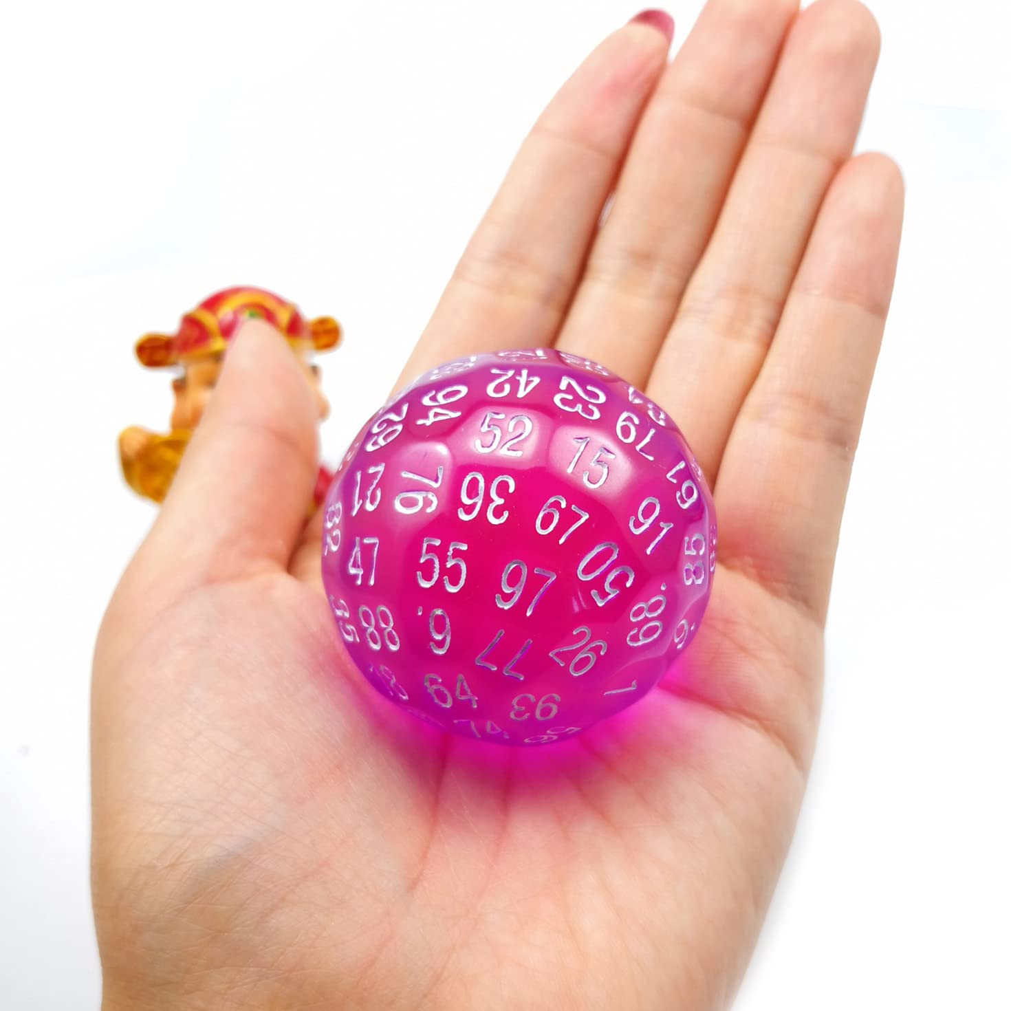 Bescon Translucent Polyhedral Dice 100 Sides Dice, Transparent D100 die, 100 Sided Cube, D100 Game Dice,100-Sided Cube of Purple โ image 1