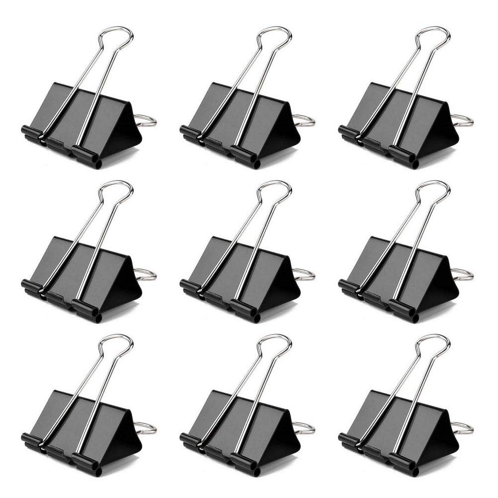 60 Pcs 25mm Mini Binder Clips, Black Metal Clips, Small Foldback Paper Clips Clamp
