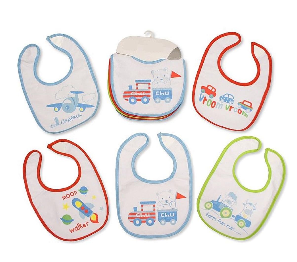 Nursery Time Baby Boy Bibs 5 Pack Feeding Blue (Blue)