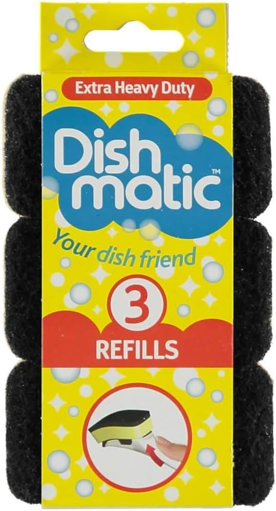 3 Extra Heavy Duty Dishmatic Black Refill Sponges from Caraselle