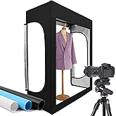 Photo Light Box, Portable 47"x20"x55" Photo Studio Light Box, Shooting Tent Kit with 576 Light Beads and 3 Color Backdrops. Large Lightbox with 6 Stepless Dimming Light Boards for Photography