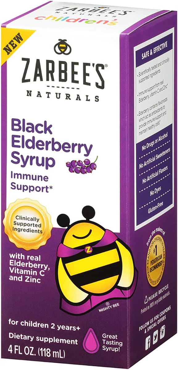 Zarbee's Naturals Children's Black Elderberry Syrup for Immune Support