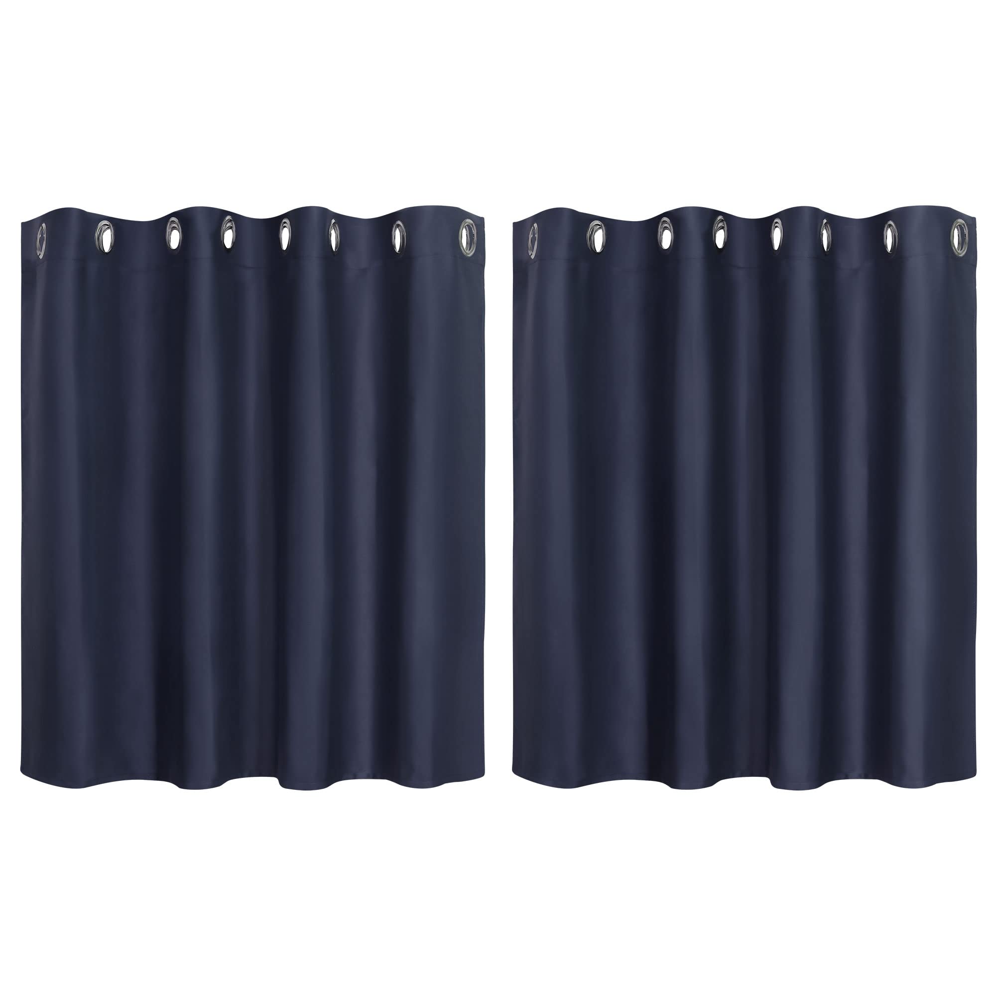 PiccoCasa Blackout Curtains 2 Panels Grommet, Navy Blue Thermal Insulated Curtains Panel Darkening Small Window Curtains for Bedroom Living Room 52 x 36 Inch (Width x Length), 36inch Drop