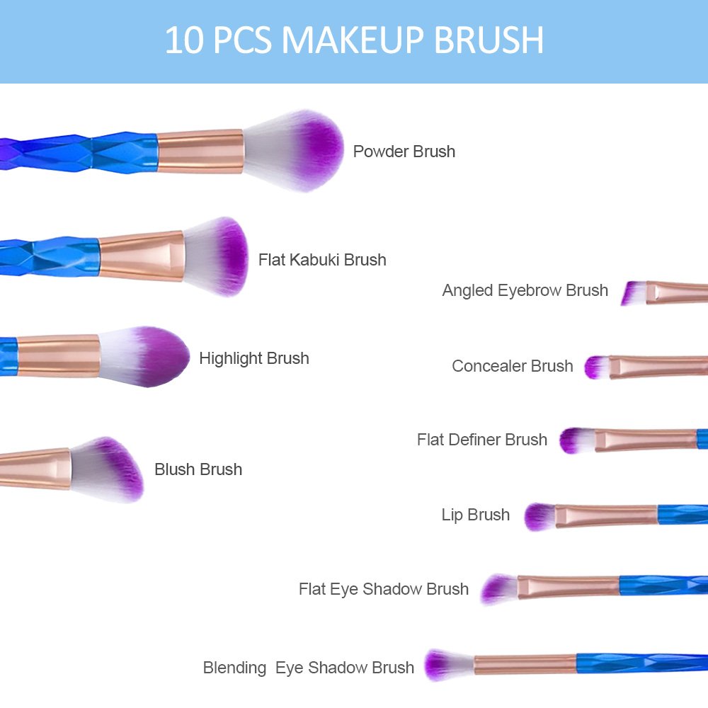Makeup Brush Set 10 Pieces, L’aise vie Premium Synthetic Kabuki Foundation Face Powder Blush Eyeshadow Brush Lip Brushes Colorful Makeup Brush Kit Cruelty-Free Synthetic Fiber Bristles