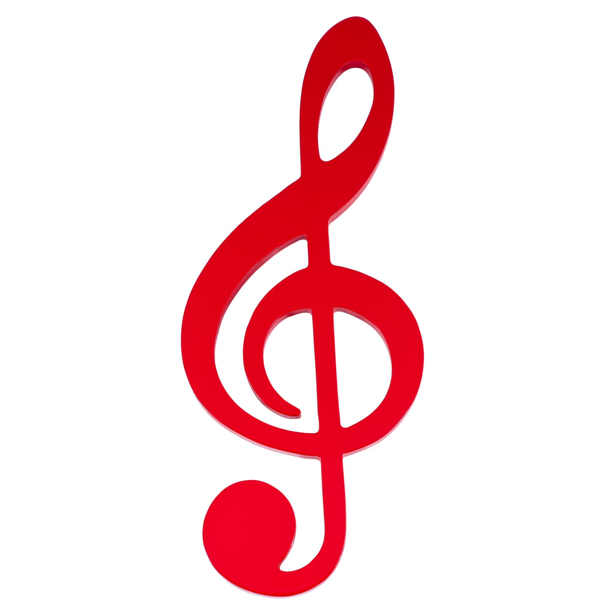 Broadway Gifts Music Note Glossy Black 9 Inch Wood Hanging Wall Decoration (Treble Clef Red)