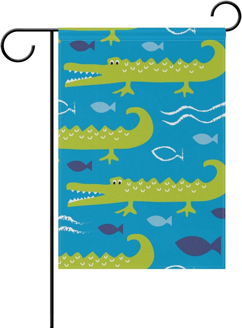 FAJRO Cute Crocodile flag yard decor Garden Flag for Garden double sided