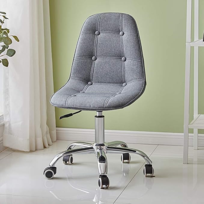 OFCASA Grey Desk Chair Fabric Office Chair Soft Padded Computer Chair