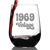 Bevvee Vintage 1969 Stemless Wine Glass - 57th Birthday Gifts for Women & Men Turning 57 - Bday Party Decor - Large 17 oz