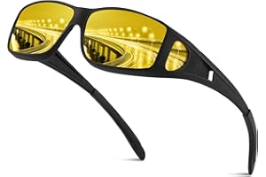 Reglaaly Night Vision Glasses for Men Wrap-Around Anti-glare Polarized Night Driving Glasses for Women Men