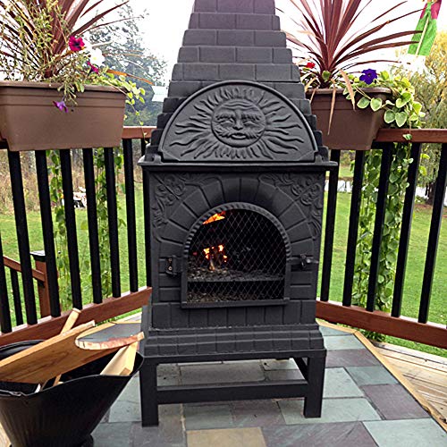 The Blue Rooster Co. Casita Style Cast Iron Wood Burning Chiminea in Charcoal. - Thumbnail 2