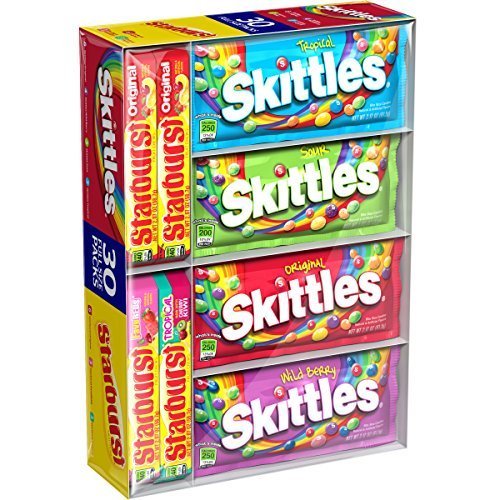 Skittles And Starburst Fruity Candy Variety Box (30 Count) (3 Units Per Order)
