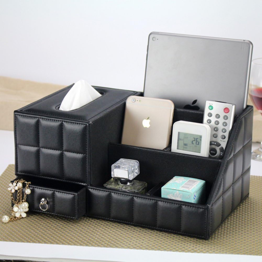 Artikle Multifunctional Leather Tissue Box/Napkin Tray/Creative Desktop Phones/Remote Control Storage Box