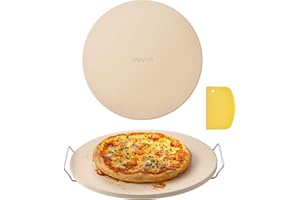 VEVOR Pizza Stone, 16 in Round Cordierite Pizza Stone, Extra Large Baking-Stone with a Durable Stand, 0.67 in Thickness Heat-
