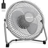OPOLAR 9 Inch Metal Desk Fan, Enhanced Airflow, Lower Noise, USB Powered ONLY (No Battery), Two Speeds, Perfect Personal Cooling Fan for Home Office Desk-Gray