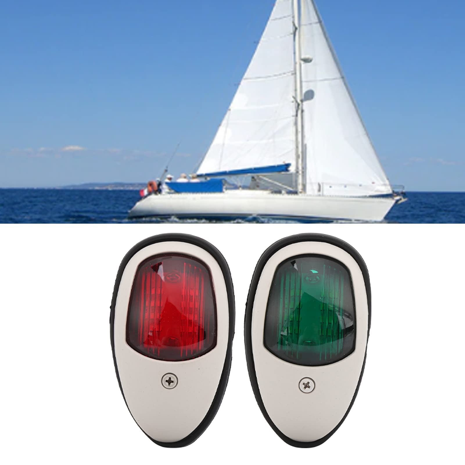 mumisuto Boat Navigation Light, Marine Boat Light LED 2PCS 10‑30V IP65 Waterproof Sailing Signal Warning Lamp Universal Port Side BowGreen and Red Light