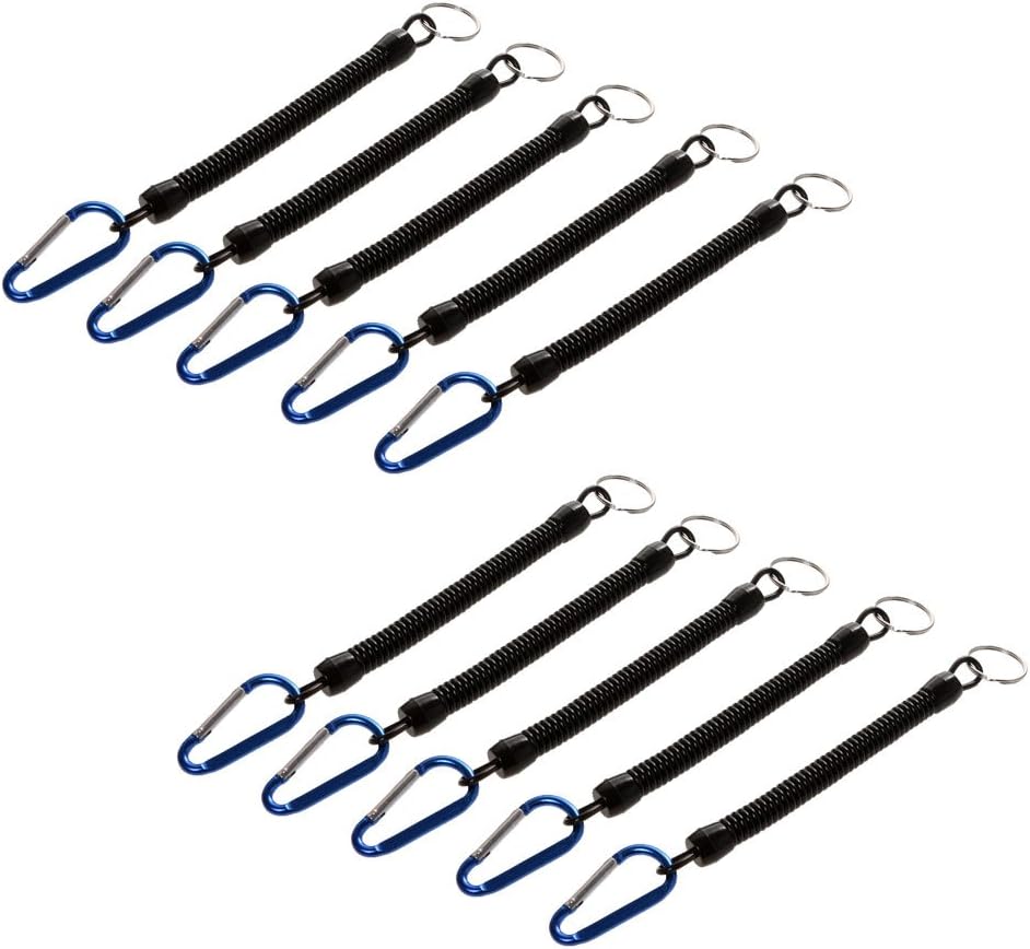 Pack of 10 Coiled Safety Lanyards Rope Boat Fishing Rod Protector