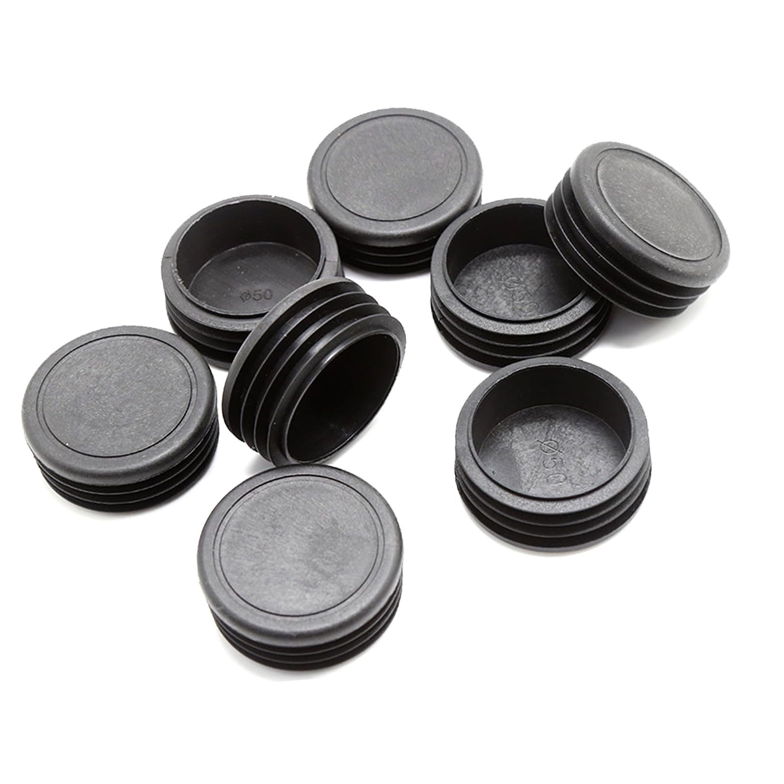 50mm Black Plastic Plugs, Black Round Tube Covers, Inner End Caps for Chairs Desks Tables Foot Furniture Pipe, 20 Pcs — image 1