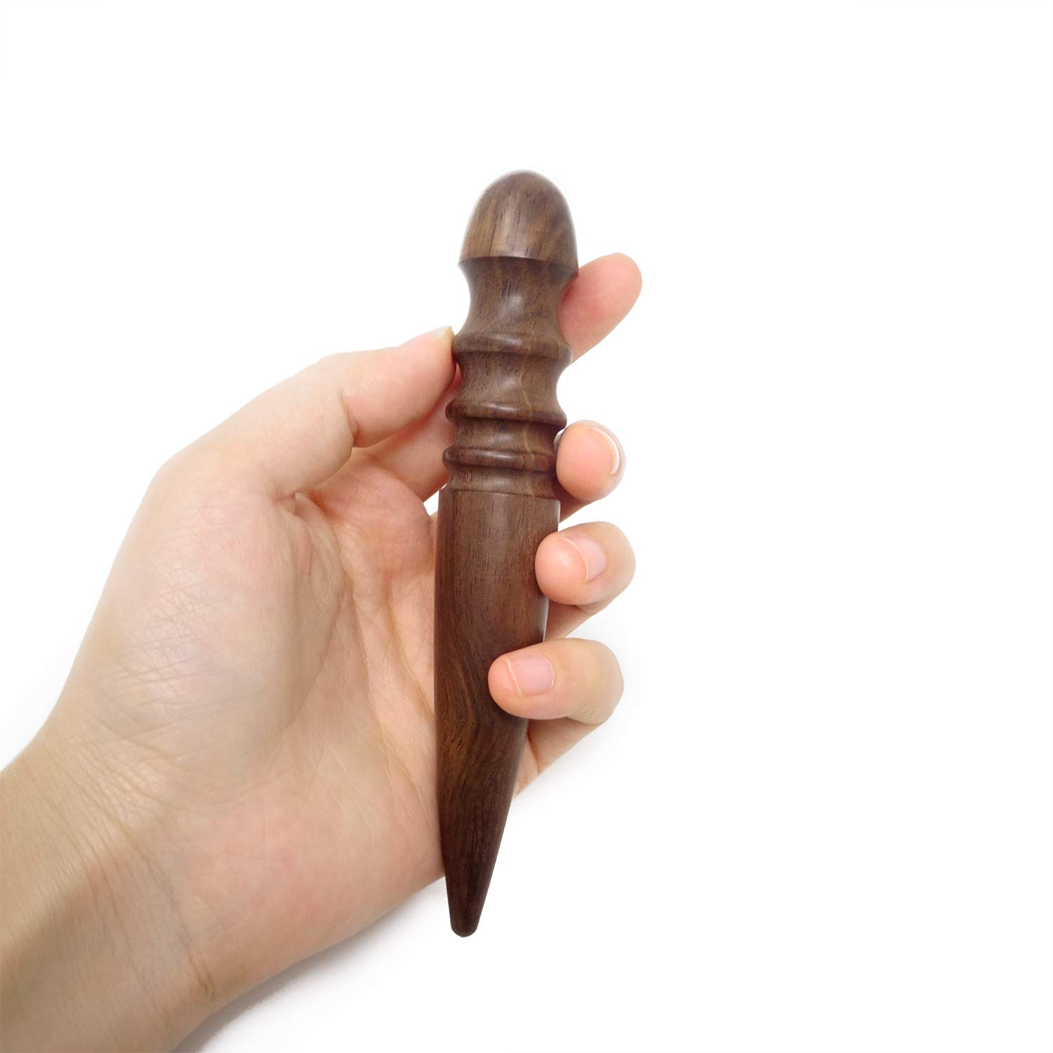 Honbay 1PCS Ebony Wood Leather Edge Burnisher Tool for Burnishing Leather Projects (4 Grooves)