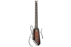 Donner HUSH-I EVO2 Acoustic Electric Travel Guitar – Portable Headless Quiet Practice Guitar, Ultra-Light, Mahogany Body with