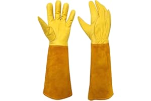 luvaswel Thorn Proof Gardening Gloves, 100% Cowhide Comfortable Breathable for Rose Pruning, Cactus Handling and Gardening