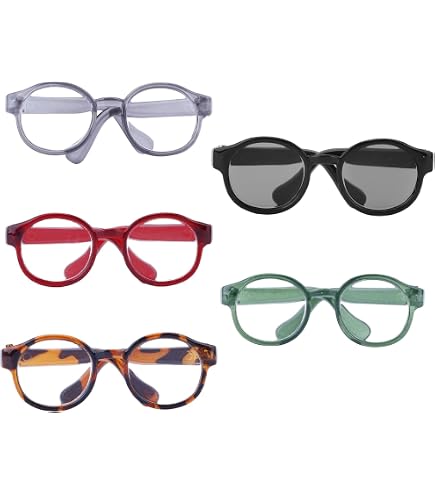 6 Paires De Mini Lunettes Pour Poupées Peluche 10-17 Cm - 6 Couleurs, En PU, Accessoire Déguisement Mignon - 10