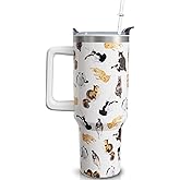 qoepfnsh 40 oz Cat Tumbler with Handle and Straw, Stainless Steel Vacuum Insulated Travel Coffee Mug Cup Water Bottle, Cats Stuff Accessories Decor, Cat Lover Gifts for Women Girls