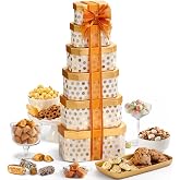 Broadway Basketeers Towering Gift Basket Boxes of Chocolate Snacks &amp; Sweets | Appreciation snack tower with chocolate, cookies, and sweets for clients, teachers, friends, and colleagues. Kosher.