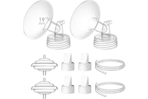 TOVVILD 19 mm Flange Set Compatible with Spectra/Motif Luna Wide-Mouth Bottles, Breast Pump Parts Includes Breast Shield Tubing Valve Backflow Protector, Not Original Spectra Accessories