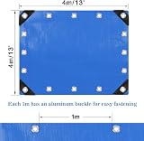 YIJUHOU Tarpaulin 4m x 4m Heavy Duty 115 GSM Waterproof Blue view 2