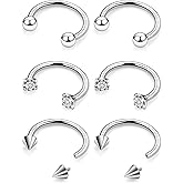 Cisyozi 16G Septum Rings Internally Threaded 316L Surgical Steel Septum Jewelry Lip Rings Hoop Labret Jewelry Snake Bite Piercing Jewelry Horseshoe Earrings Daith Piercing Jewelry for Women Men