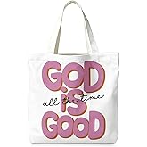 LIANGW Coquette Pink Bow Bible Bags for Women, Cute Christian Preppy Canvas Tote Bag Christian Gifts for Women Teen Girls