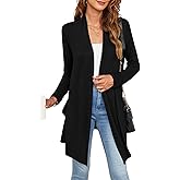 Veryoung Womens Lightweight Summer Cardigan Casual Drape Soft Open Front Short Sleeve Cardigans with Pockets High Low Hem