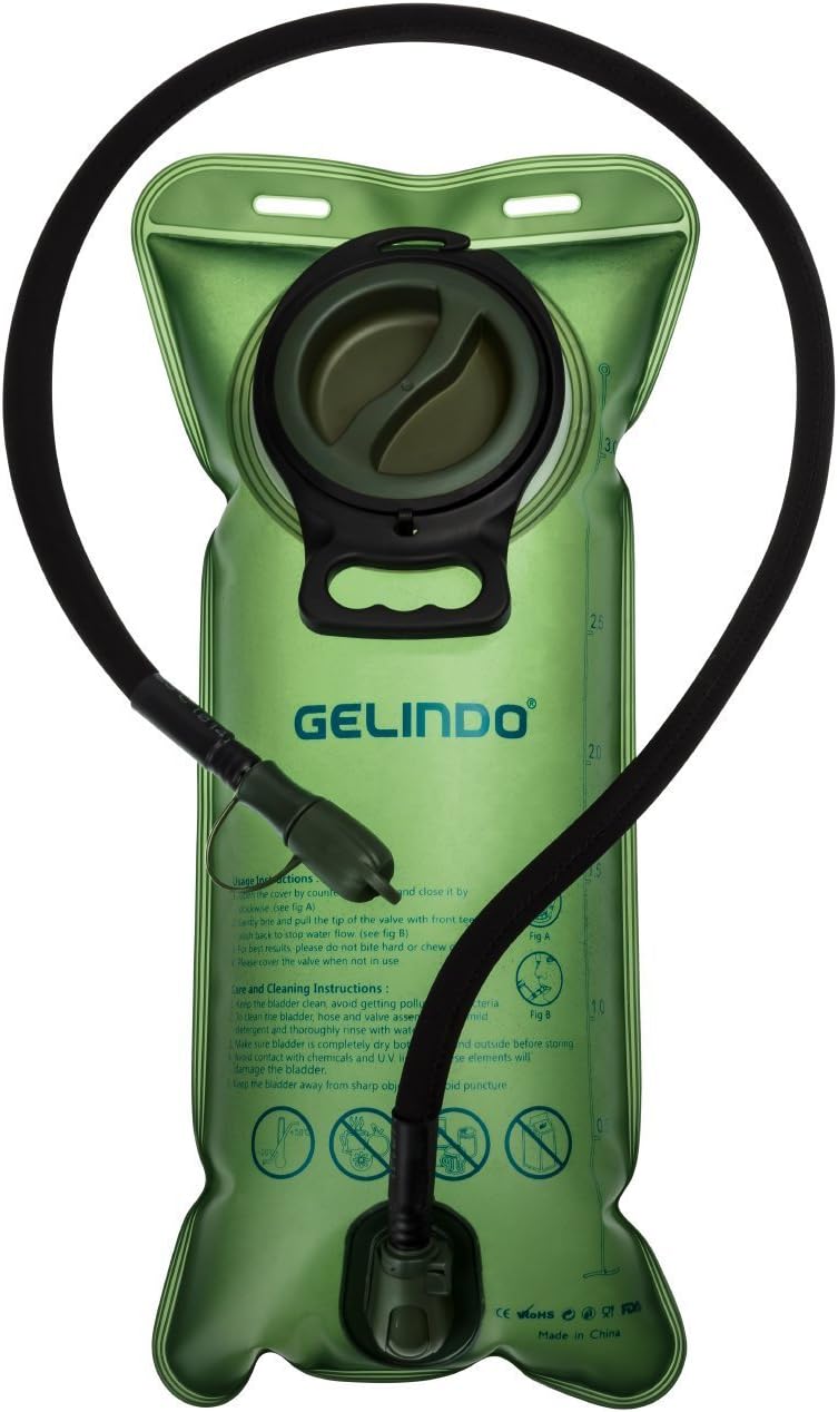 Gelindo Hydration Bladder 3L/2.5L/2L, BPA-Free Hydration Reservoir Leak-Proof, Quick Release Insulated Tube, Water Pack Replacement with Shutoff Valve for Hiking Cycling Camping