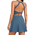 Women Tennis Golf Dress with Built-in Shorts and Bra-Workout Athletic Activewear for Exercise