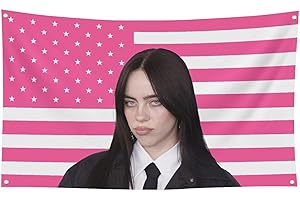 Bil-lie American Flag Pink Ei-lish Flag 3X5 Ft Funny Tapestry For Decorate Clubs Concerts Bars University Dormitories Living 