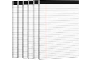 RONEKY Legal Pads 8.5 x 11.75 Writing Pads, 6 Pack Wide Ruled Note Pads, 50 Sheets per Notepad White Paper, Micro Perforated Notepads 8-1/2 x 11-3/4'' Legal Pad Lined Paper for Office/School/Home Supplies