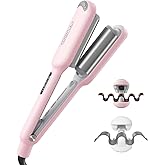 Curling Iron Hair Crimper Waver - TYMO ROVY Beach Waves Curling Wand, Ionic Deep Waver Hair Curler Tool with Ceramic 3 Barrel for Women, Dual Voltage, Anti-Scald, Easy to Use, Pink, 1 Inch