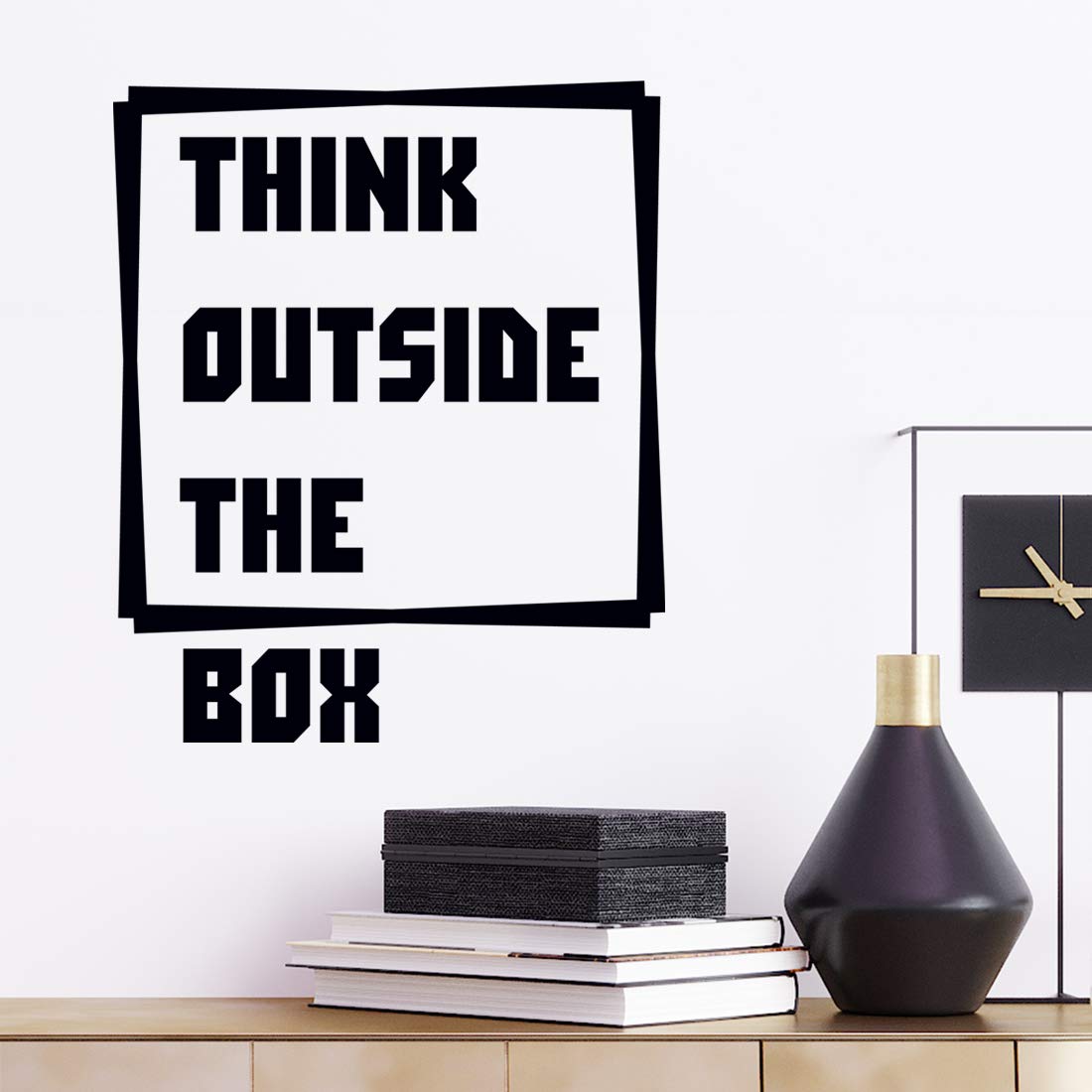 Think Outside The Box Wall Art Stickers Quotes Decal Sticker Bedroom Motivational Inspirational Large Quote Vinyl Room Canvas Kitchen Office Family Word Walls transfers Kids Boys Decals Work Letter