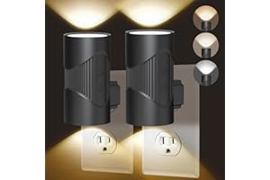 easuntec Night Lights Plug into Wall, Plug in Night Light, Night Light, Dusk to Dawn Light Sensor, 3 Light Modes, Dimmable Night Lights for Bedroom Bathroom Hallway Kitchen Stairs (Black, 2 Pack)